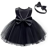 TUIJI 6M-6T Baby Girls Ruffle Lace Backless Pageant Wedding Party Flower Dresses with Headwear