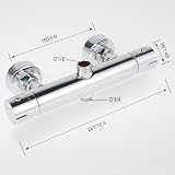 Jetcloud Round Thermostatic Shower Bar Mixer Valve Chrome Twin Outlet TOP 3/4 view 2