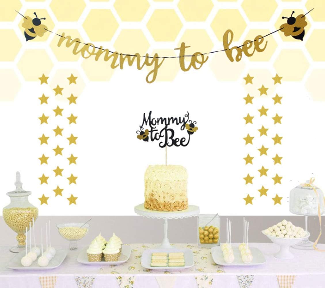 Dusenly Pack of 4 Mommy To Bee Banner Mommy To Bee Cake Topper and Bee balloon Bumble Bee Baby Shower Banner Gender Reveal Party Decorations - Image 5