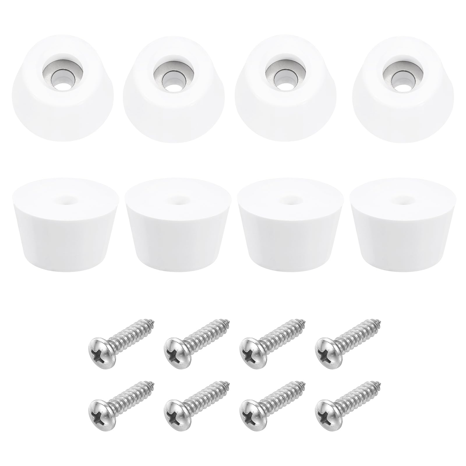 uxcell 8Pcs Rubber Bumper Feet, 15mm H x 25mm W Round Pads with Stainless Steel Washer and Screws for Furniture, Appliances, Electronics