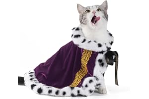 Lovelyshop pet Serial Lux Fur Purple Cat Dog Cloak for Halloween Costumes, King Queen Prince and Princess Cosplay-S