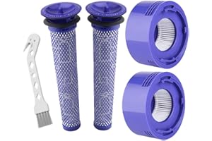 Lemige 2 Pre-Filters and 2 Post-Filters Replacement Compatible with Dyson V7, V8 Animal and Absolute Vacuum, Compare to Part 965661-01 and 967478-01