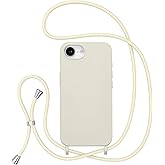 ZTOFERA for iPhone 16E Case with Strap,Crossbody Phone Case with Adjustable Neck Shoulder Lanyard,Soft Silicone Shockproof Protective Phone Cover for iPhone 16E 6.1 inch-Beige