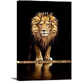 Large Lion Canvas Wall Art lion king with crown Black Gold Wall Decor Africa wild animals Posters Prints Paintings Pictures for Man Living Room Bedroom Bathroom Home Decor Ready to Hang 24 x 36 Inch