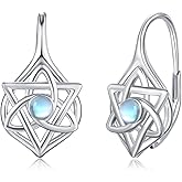 CUOKA MIRACLE Celtic Moonstone Earrings for Women S925 Sterling Silver Irish Celtic Knot Moonstone Earrings Small Hoop Leverback Earring for Women Jewelry Gifts for Family