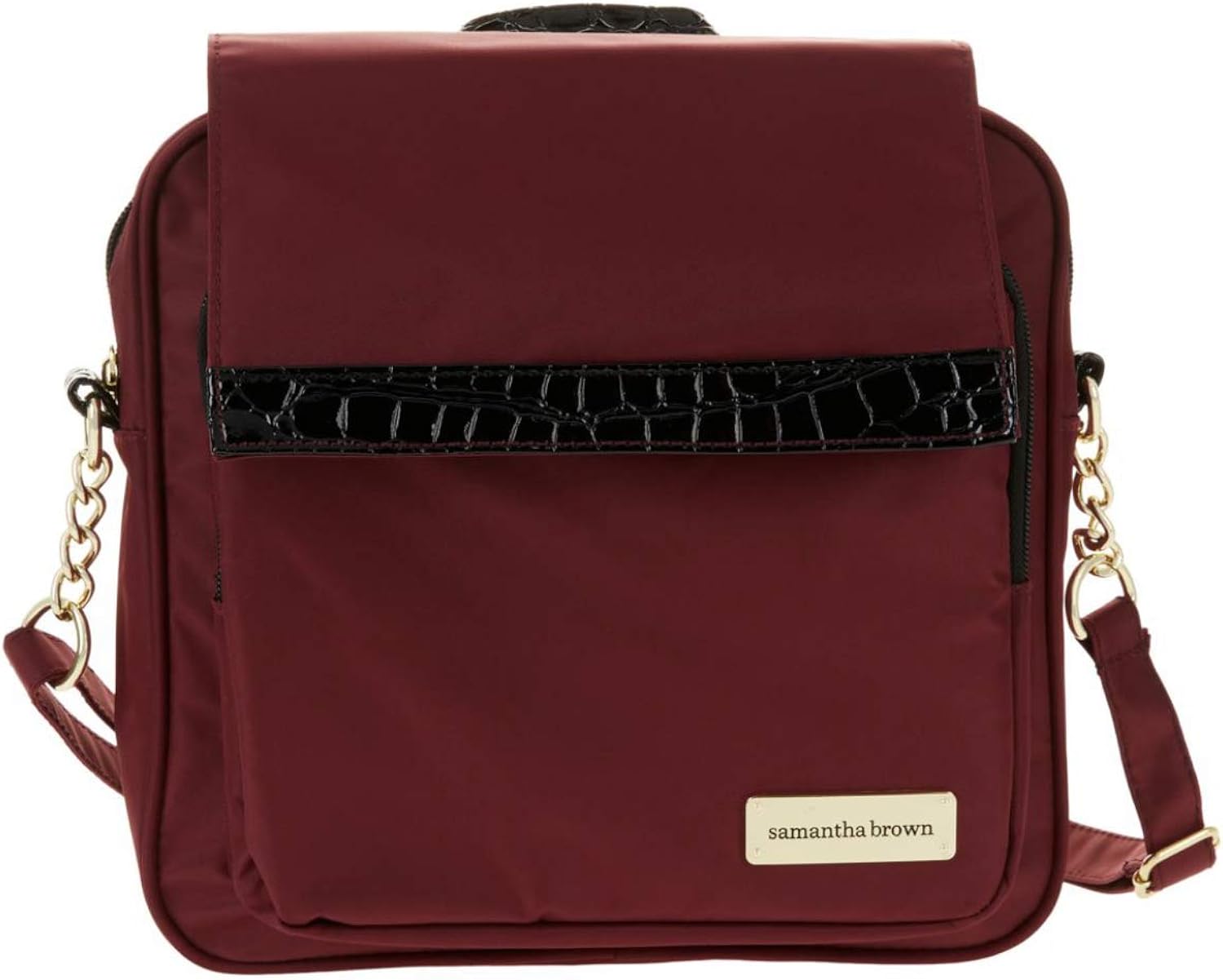 Samantha Brown Microfiber Crossbody Bag Burgundy Handbags