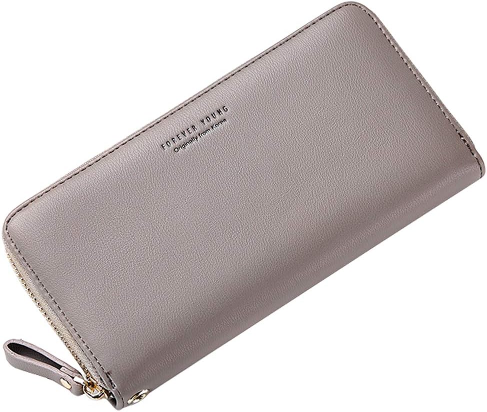 PU Leather Wallet for Women Long Purse with Multiple Card Slots and Card Holders Phone Pocket