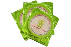 MEKOMAN Premium Banh Trang Rice Paper Wrappers for Fresh Vietnamese Spring-rolls, Egg-rolls, Lumpia, Samosa, Dumpling, Sushi, Crepe; Vegan, Keto, Non-GMO, Low Carb, Gluten-Free, 22cm Round 3 Pack 12 oz (3)