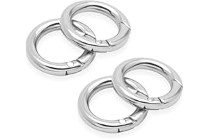CRAFTMEMORE Metal O Ring Spring Opening Purse Making Snap Trigger O-Rings Clip Key Ring Holder Purse Hardware 4pcs SCOS (5/8 inch, Silver)