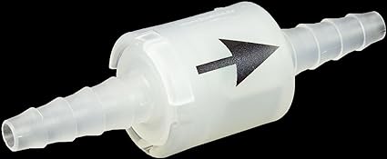 Rückschlagventil für 6 bis 8mm Innendurchmesser Schläuche zum Anschluss an Kondenstrockner und Waschmaschine bedruckt