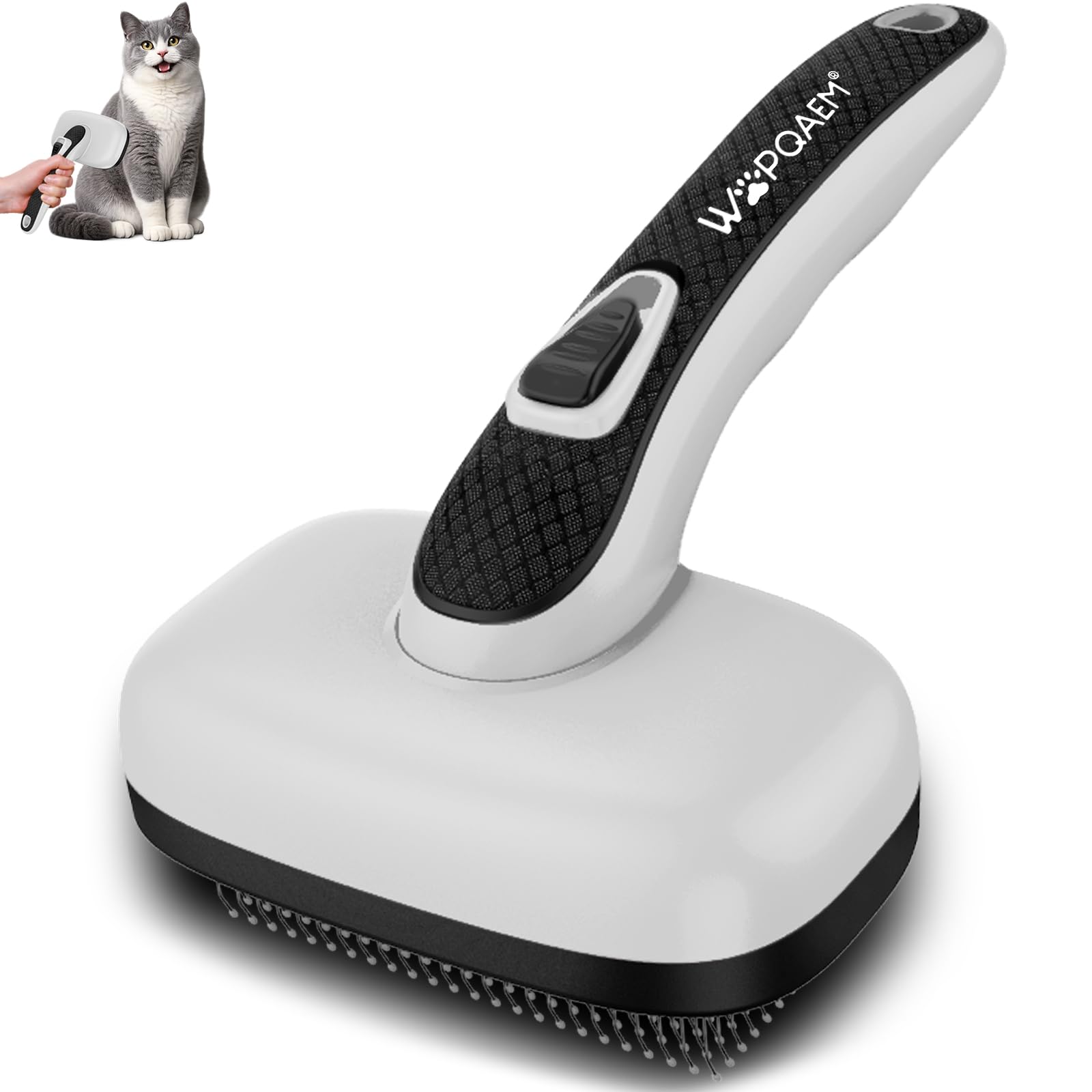 WOPQAEM Cat Brush, Self Cleaning Slicker Cat Brush for Shedding & Grooming Short or Long Haired Cats, Furminator for Pets, Grey