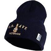 Navy USN Veteran Logo Embroidered 12 inch Cuffed Knit YP Long Beanie