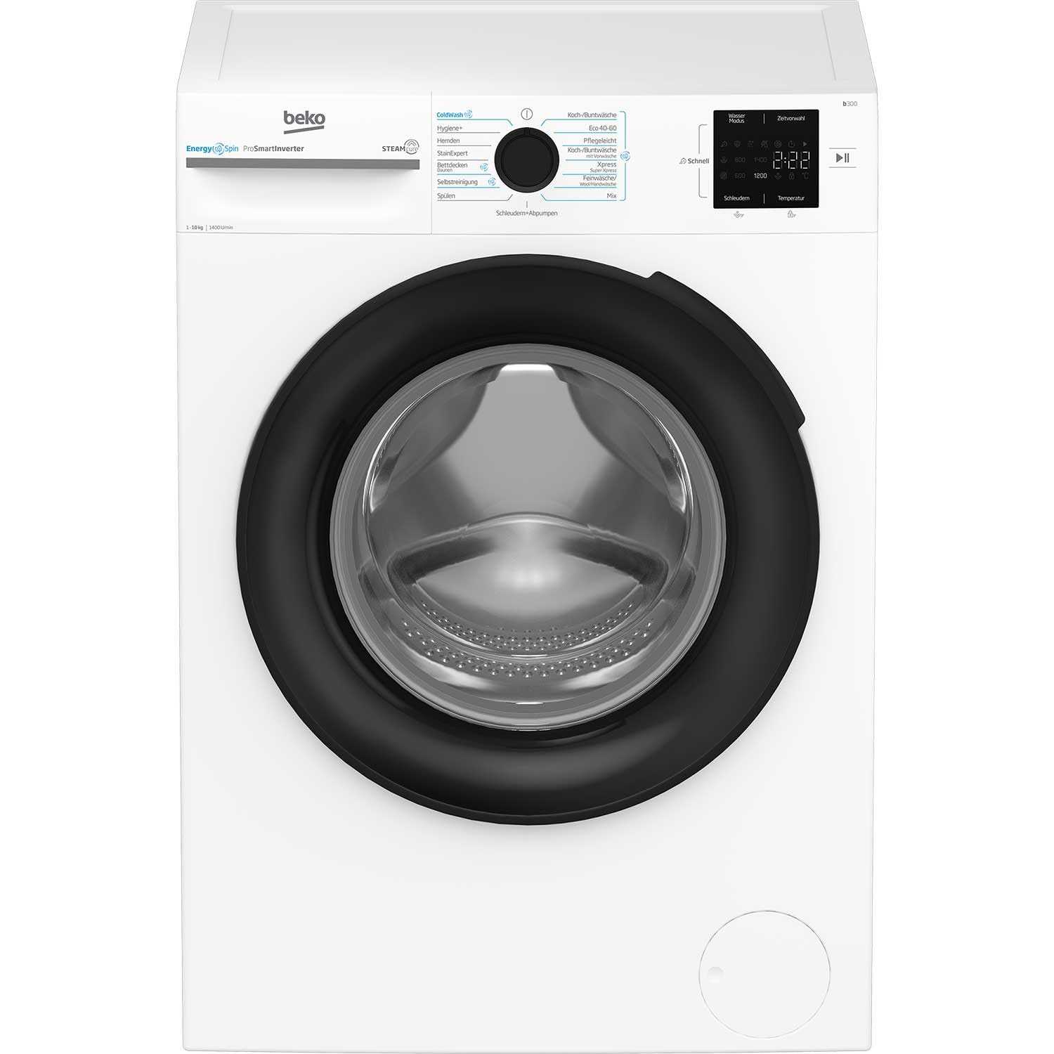 Beko BM3WFU31041X freistehende Waschmaschine, Waschvollautomat, 10 kg, EnergySpin, Schleuderwahl 1400 U/min, Hygiene+ allergikergeeignet, Coldwash Wasser-& Zeitersparnis, Weiß