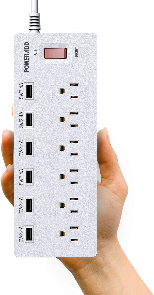 POWERADD Surge Protector USB Power Strip 6 USB Ports 6ft Heavy Duty Cord, USB Outlet Extender Home & Office 1625W 13A: Electronics