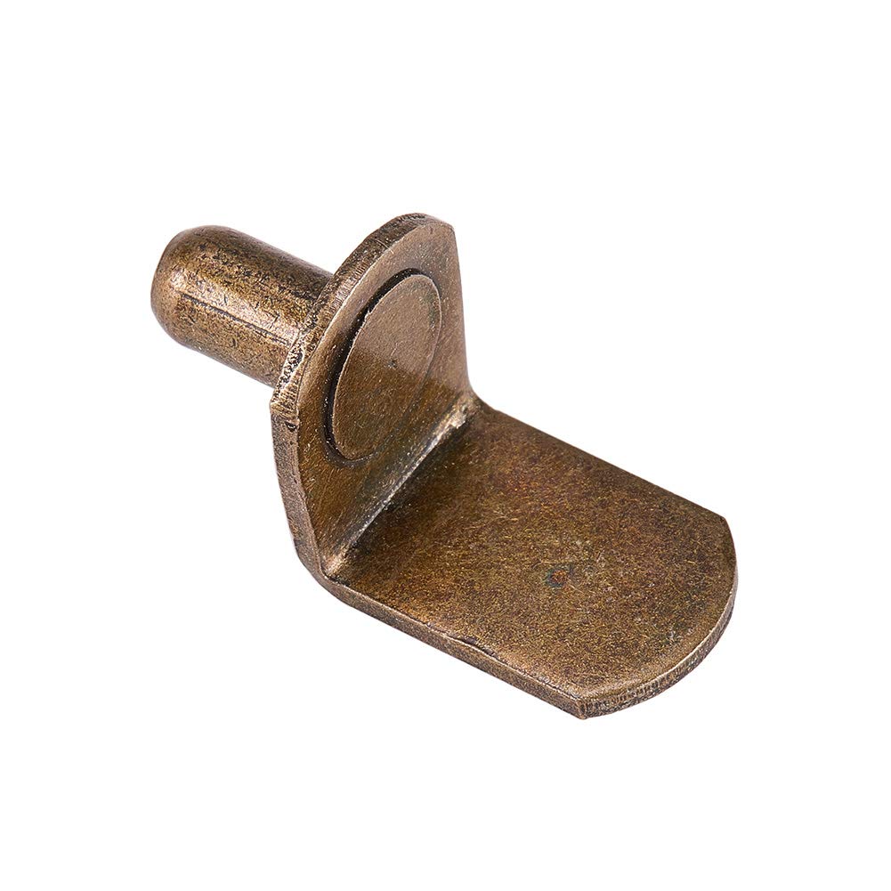 INCREWAY 6mm Bracket Style Cabinet Shelf Support Pegs -"L" Clips for Kitchen & Bookcase-Antique Brass - 50 Pack