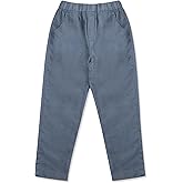 CUNYI Boys Linen Pants Lightweight Breathable Beach Pants Pull-on Casual Outfits with Elastic Waist