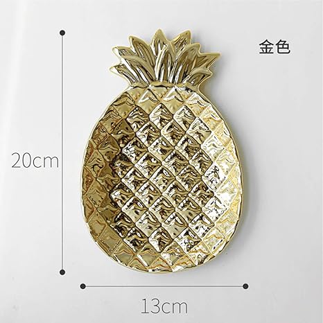 THEALEEWIN Ananas-Plattenschmucksachespeicher-Nachtischteller-Dekorationsverzierungen Der Goldenen Weinlese Keramische