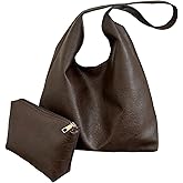 Milumia Women's Vintage Vegan Leather Shoulder Bags Slouchy Tote Handbags with Coin Purses