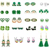 20 Pairs Hypoallergenic St. Patrick’s Day Earrings for Girls Cute Stud Earrings Sets for Teen Girls Women Easter Earrings Bulk Shamrock, Clover, Easter Egg, Bunny, Green Holiday Accessories Jewelry