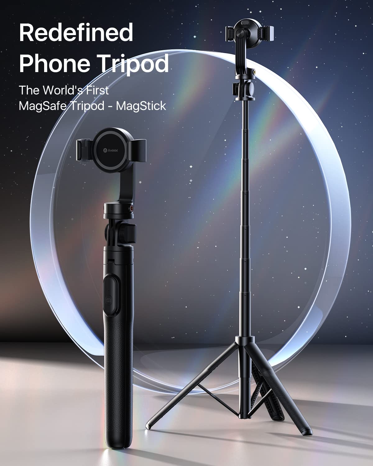 andobil MagStick Selfie Stick Tripod Compatible with MagSafe [Redefined Phone Tripod] 63.5