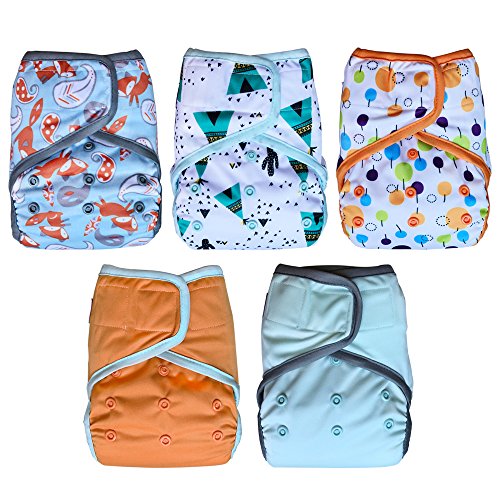 Buy EcoAble Baby Cloth Diaper Cover AI2, Hook & Loop, 5pack + 10