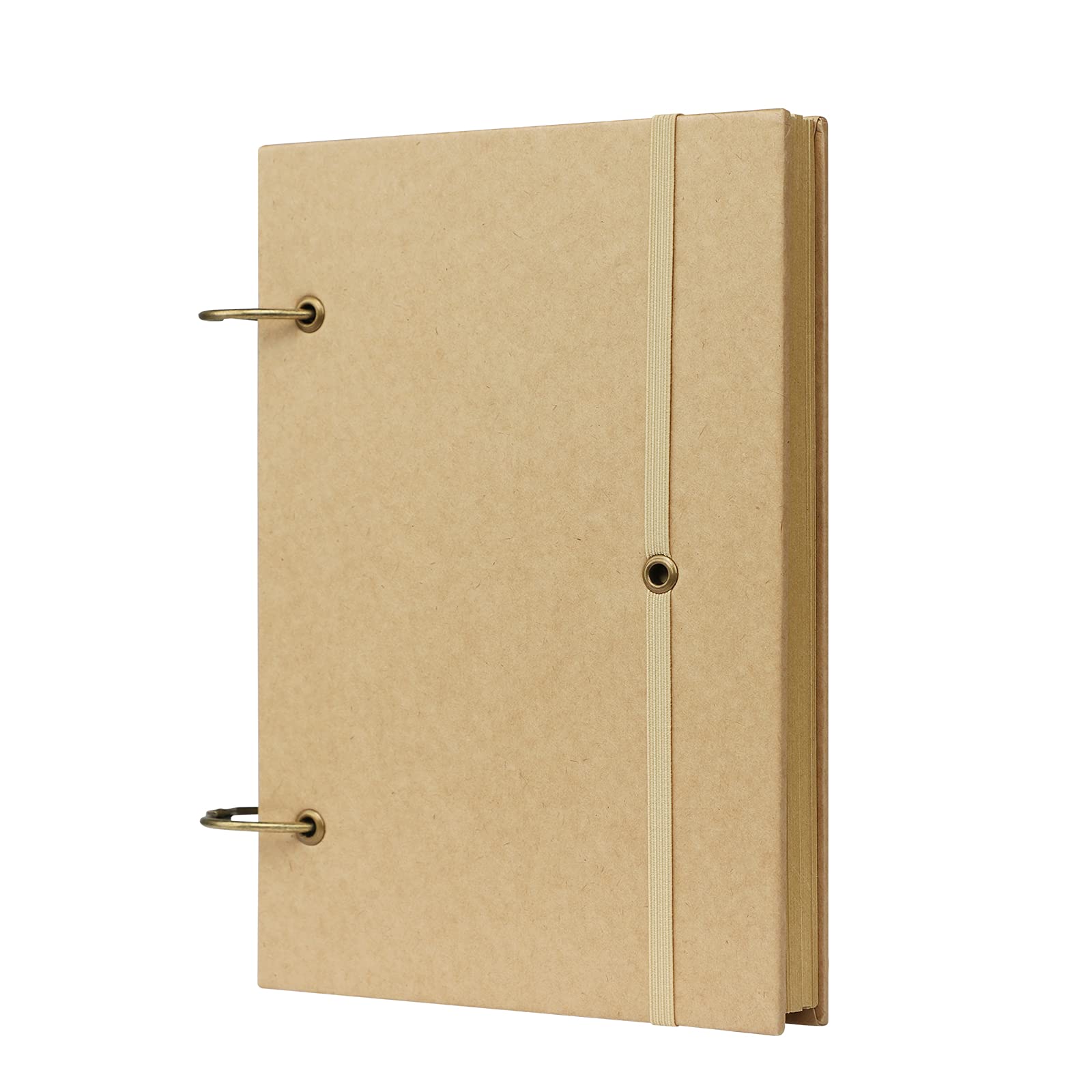 A5 Loose Leaf Sketchbook Artist Landscape Notebook Blank Ring Binder Square Notebook Notepad Kraft Paper Drawing Writing Notepad Sketch Book Pad Portrait Book Refillable Elastic Band Closure