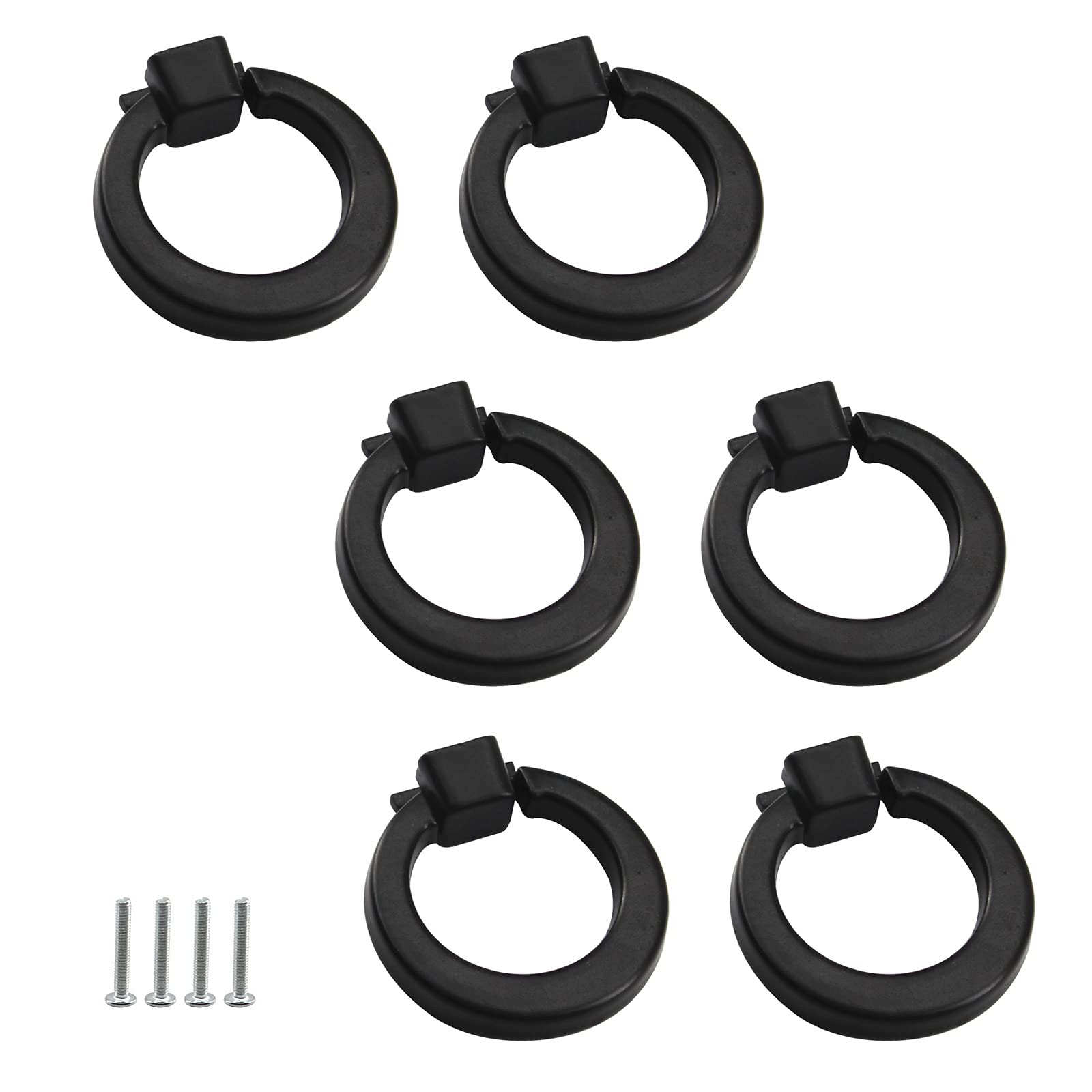 Zerniple Solid Aluminum Alloy Flush Ring Pull Cupboard Handle Invisible Door Knob for Kitchen Cabinet Drawer Wardrobe (6 Pieces)