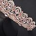 KMVEXO Baroque Royal Queen Gold Wedding Crown Crystal Princess Tiara Headbands for Women Bridal Party Birthday Headpieces (Rose Gold Pink)