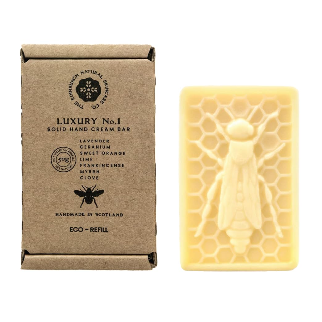 Luxury No.1 Eco-Refill Luxury Solid Hand Cream Bar – 100% Natural Moisturiser for Very Dry Hands | With Beeswax, Cocoa Butter & Coconut Oil | 50g | Packaging May Vary