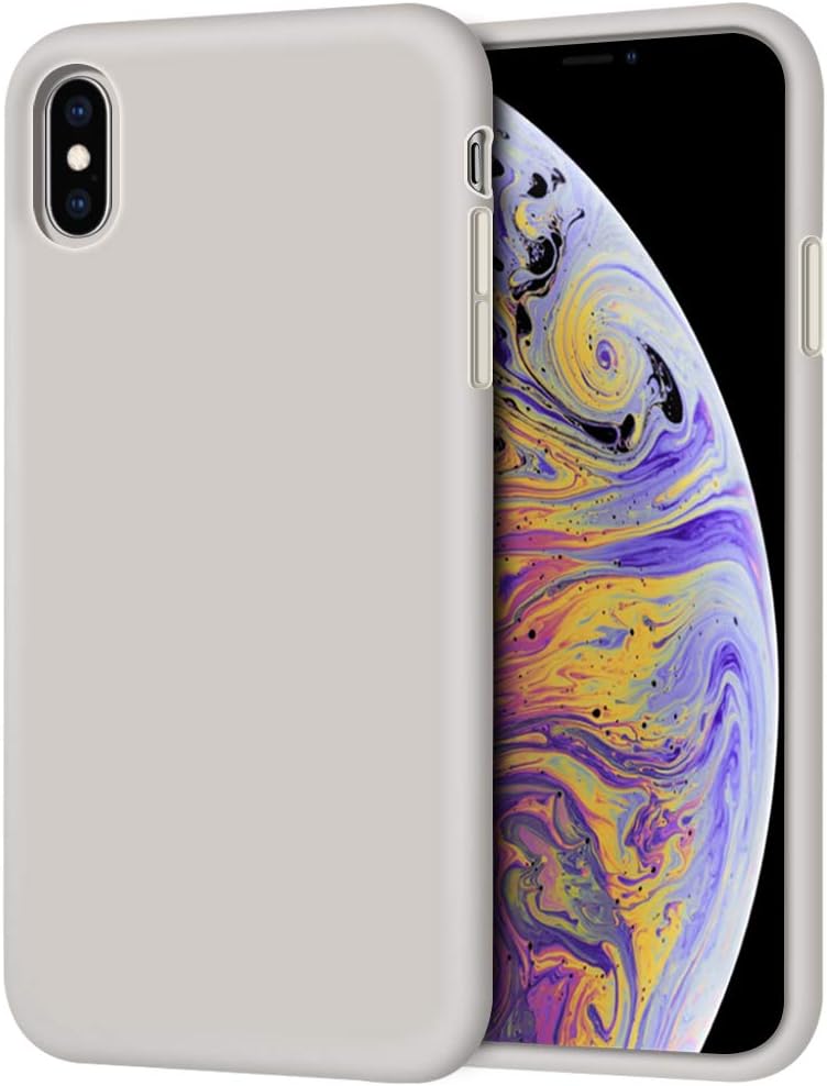Anuck Case for iPhone Xs Max Case 6.5 inch 2018, Soft Silicone Gel Rubber Bumper Case Anti-Scratch Microfiber Lining Hard Shell Shockproof Full-Body Protective Case Cover - Stone