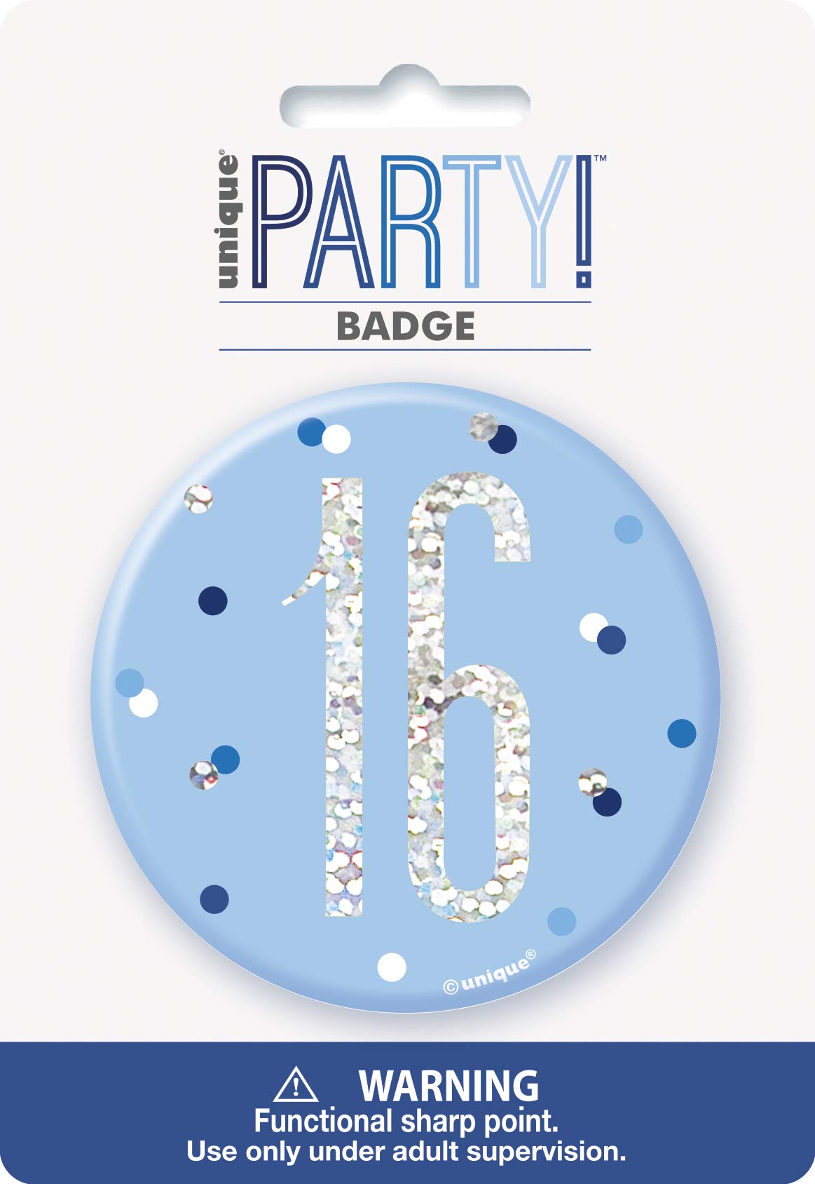 Stunning Glitz Blue & Silver 16th Birthday Badge - Perfect Keepsake Gift for Chic Celebration - 1 Pc