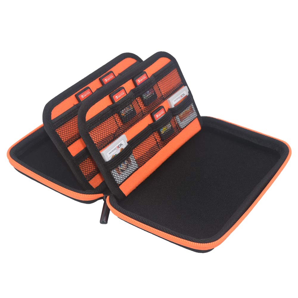 Game Card Storage Holder Hard Case for New Nintendo 3DS, 2DS XL, DS and Nintendo Switch or PS Vita or SD Memory Card - Black/Orange: Video Games