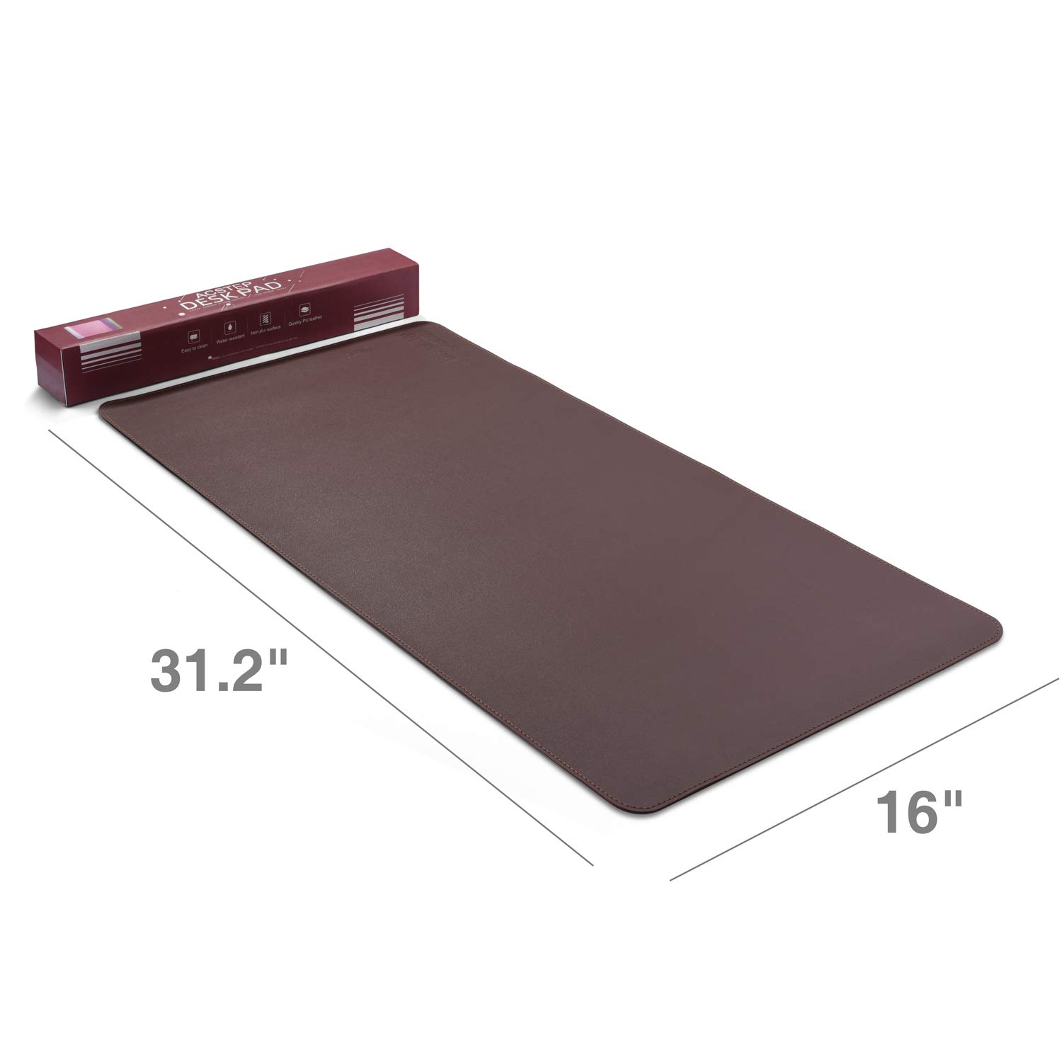 ACSTEP Office Desk Pad Ultrathin Desk Pad Protector Waterproof PU Leather Desk Blotter Pad Desk Writing Mat Dark Brown for Office,Home 31.2\
