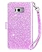Dailylux S8 Plus Case,Galaxy S8 Plus Case,Galaxy S8 Plus Wallet Case,Glitter Luxury Bling PU Leather TPU Inner Shell Flip Case 9 Card Slots Cover for S8 Plus 6.2 inch-Glitter Purple