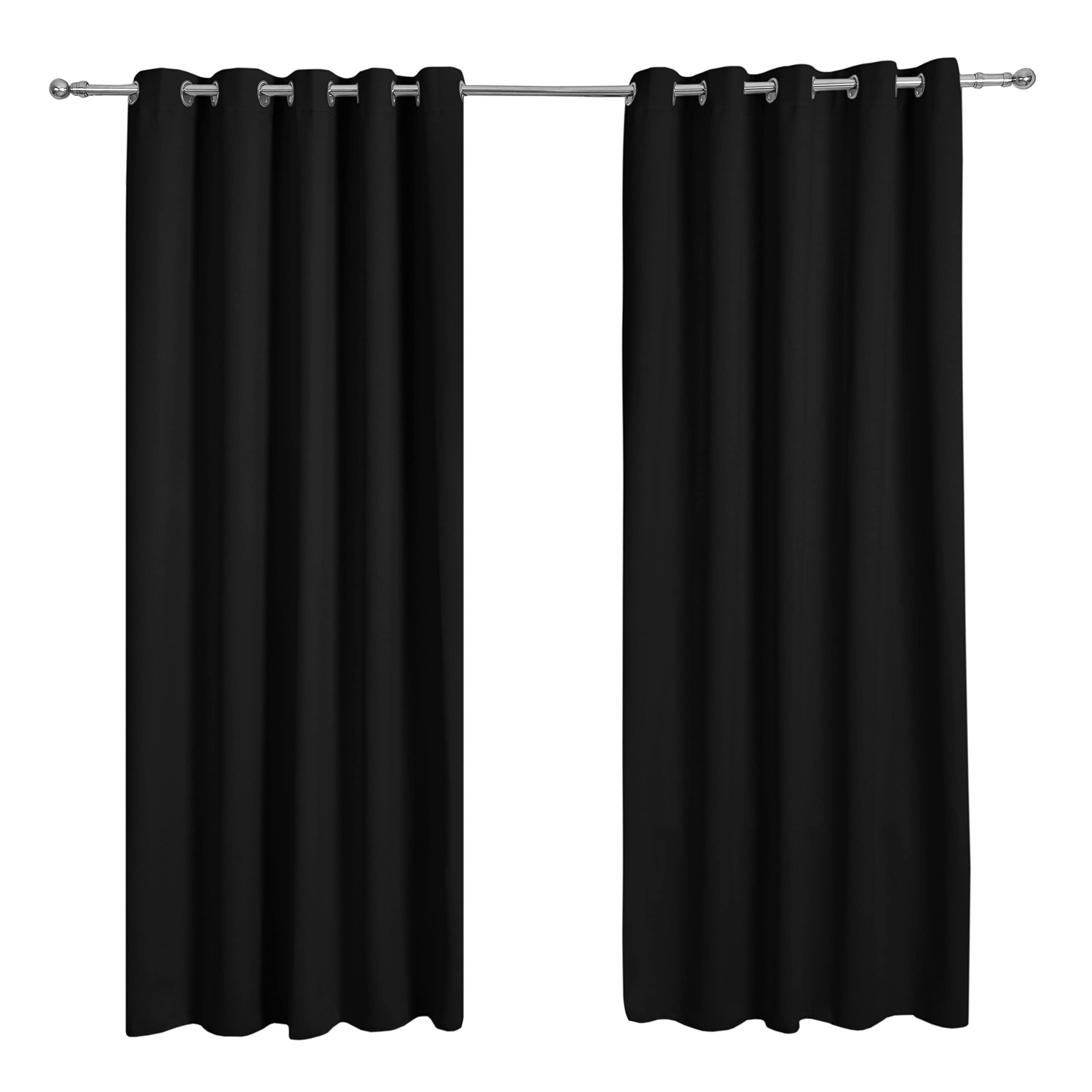 Sleepdown Ultra Soft Eyelet Blockout Curtains Thermal Insulated for Bedroom and Living Room 2x 90" x 72",5056242836407 Inch Black 2 Panels