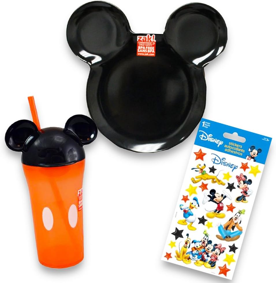 Disney Mickey Mouse Toddler Dinnerware Set - Plate, Tumbler Cup and Stickers (Mickey Mouse)