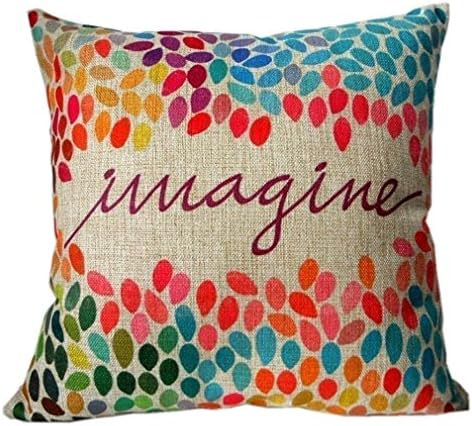 Onker Cotton Linen Square Decorative Throw Pillow Case Cushion Cover 18" x 18" Colorful Imagine