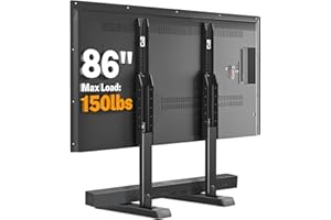 5Rcom Universal TV Stand, Large TV Legs for 37-86 Inch Flat Curved TVs with Cable Management, 6 Height Adjustment Table Top TV Mount Stand Up to 150lbs, Black