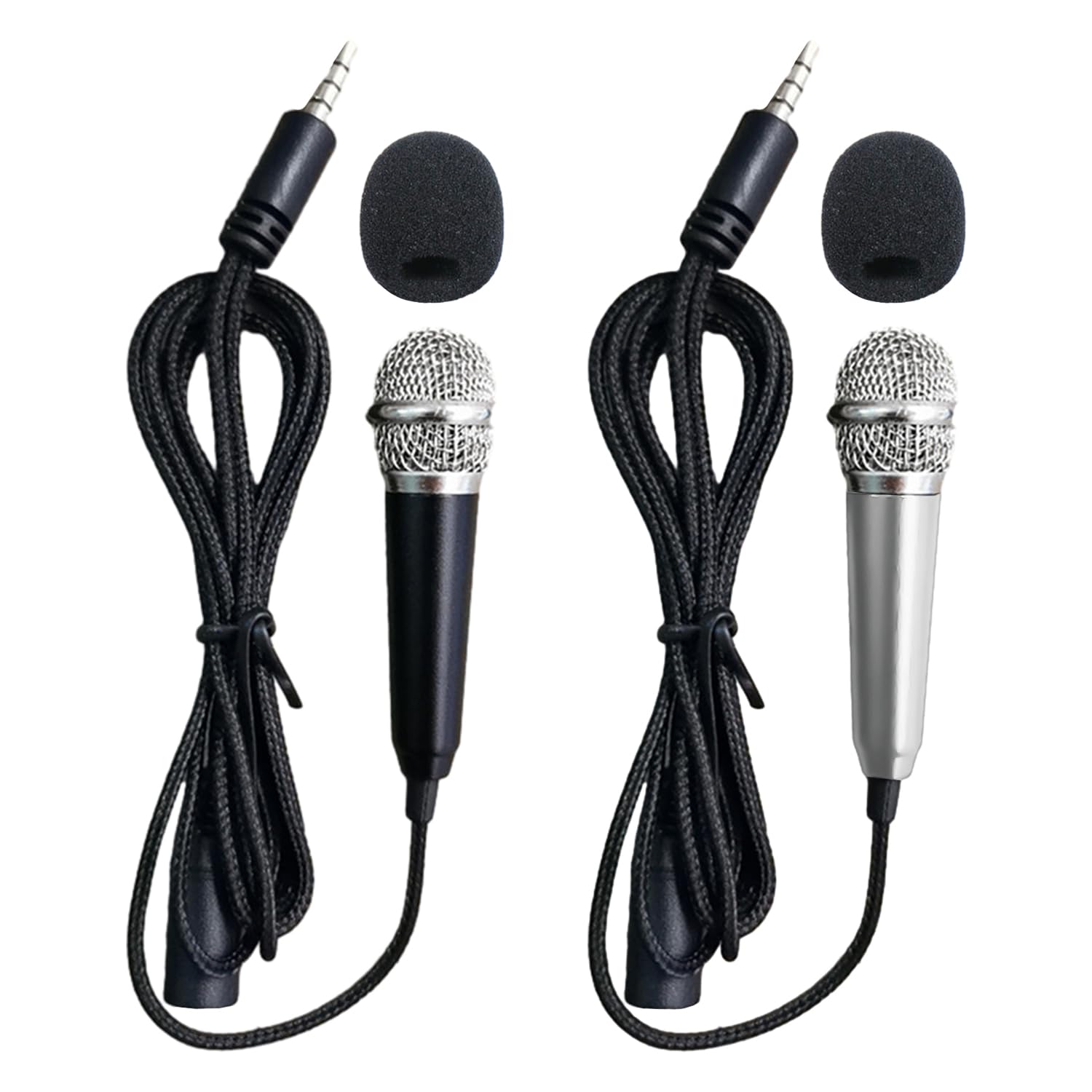 JTMKYO 2-Piece Mini Microphones, Karaoke & Mobile Phone Microphones, Wired, Suitable for Mobile Phones and Laptops