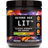 BEYOND RAW GNC LIT V2 Pre Workout Powder, Gummy Worm, 30 Servings | Delivers Caffeine, Beta-Alanine, Creatine Monohydrate, and L-Citrulline to Support Energy, Muscle Pumps, and Hydration