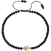 Lightock 4mm Crystals with Citrine Beaded Anklet Spiritual Gemstones Energy Ankle Bracelets for Women Beach Foot Jewelry