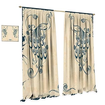 Amazon Com Cobedecor Peacock Window Curtain Drape Retro Style