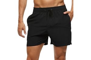 Tyhengta Men's Swim Trunks Quick Dry Beach Shorts with Zipper Pockets and Mesh Lining