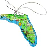 Florida Christmas Ornament Retro State Map Acrylic Decoration Gift Made in The USA
