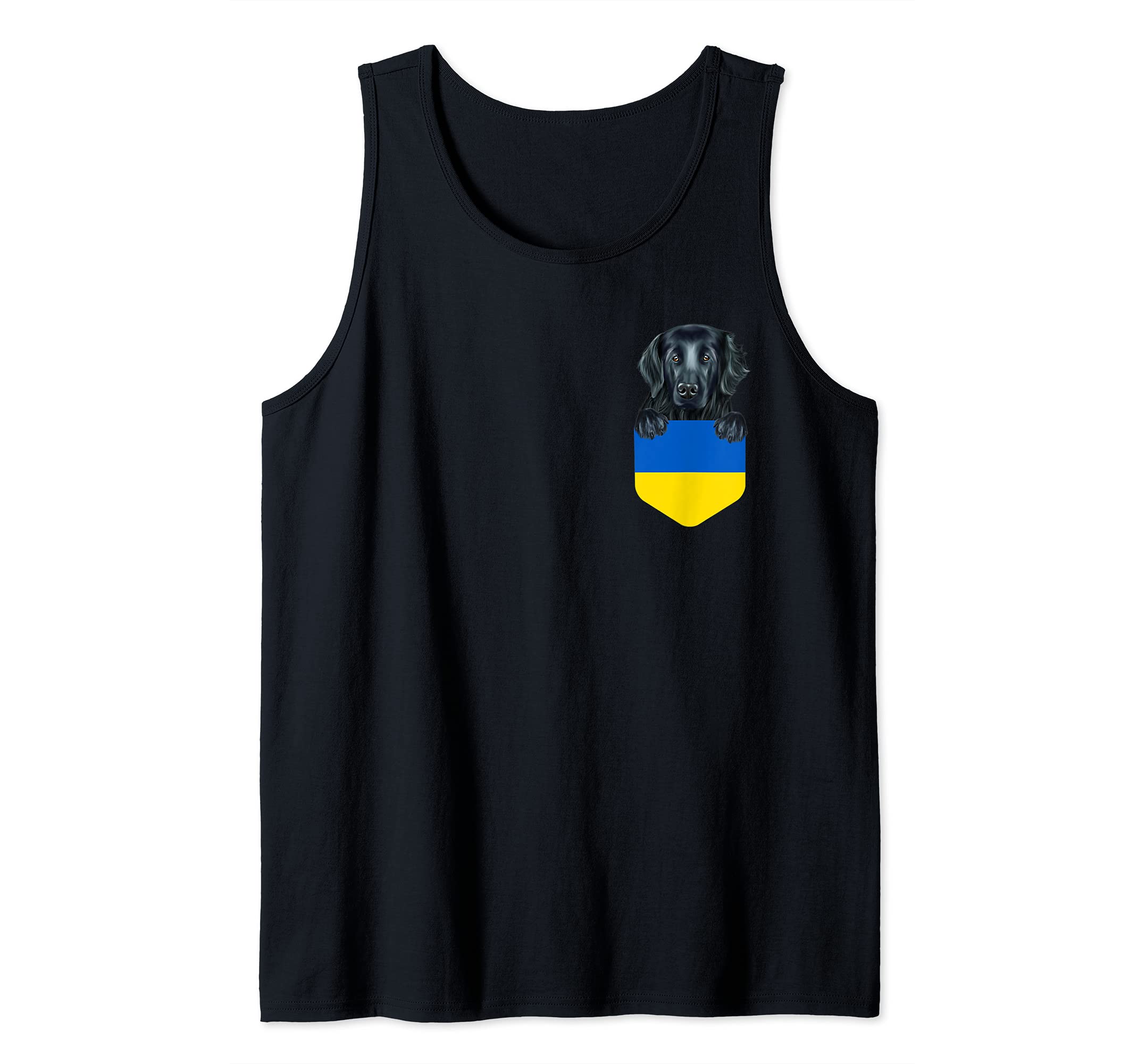 Ukraine Flag Flat-Coated Retriever Dog In Pocket Tank Top