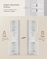 VASAGLE Tall Bathroom Cabinet White BBC560P31 Slim Storage 30x30x170 cm view 5