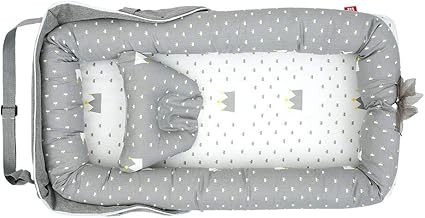 Amazon Co Jp Colebreadベッドインベッド 添い寝 ベビーベッド ベッド布団枕3点セット 新生児 寝返り防止 折りたたみ 枕付き 100 綿 持ち運び可能 携帯型 通気性抜群 洗濯可能 0 12ヶ月 ベビークッション 赤ちゃん 長く活用 安全 安心 出産祝い クラウン グレー