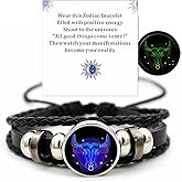 VBWEOI Gleym Bracelet, Zodiac Signs Spirit Bracelet, Multilayer Adjustable 12 Constellation Zodiac PU Leather Bracelet, Gleym Manifestation Bracelet Jewelry Gifts for Women and Man
