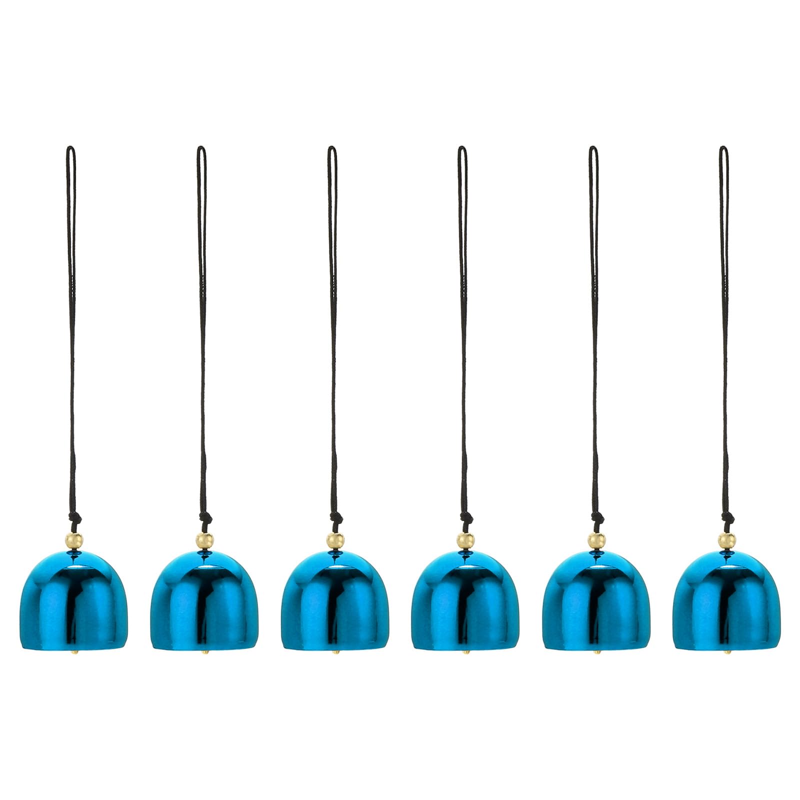 PATIKIL 6 Pcs Wind Chime, Hanging Bells Temple Bells Retro Outdoor Hanging Metal Chinese Wind Chime Round with Lanyard for Outside Garden Camping, 28x25mm, Blue Black