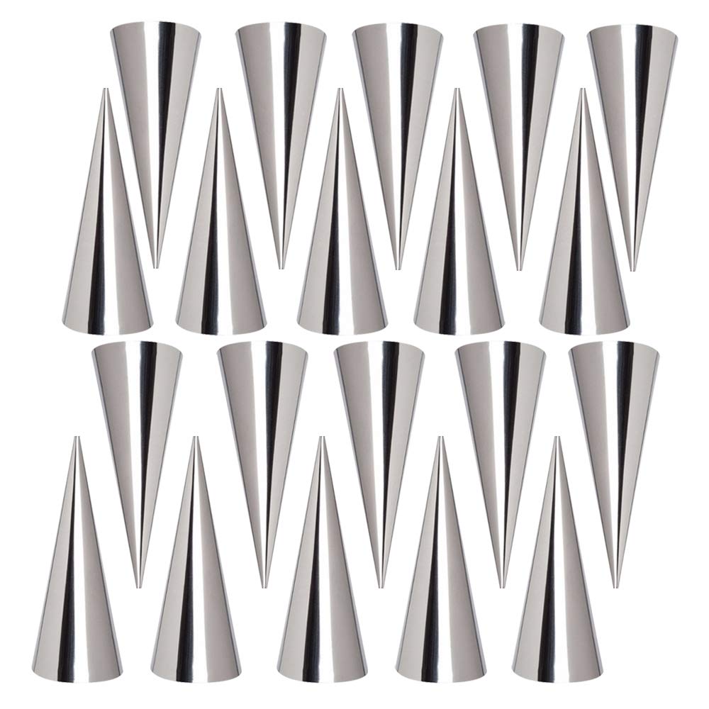 Non-Stick Cream Horn Cones, FantasyDay 20 Pcs Stainless Steel Screw Croissant Mould Cannoli Form Tubes, Cream Roll Mold Pastry Baking Mold - Christmas Anniversary Free Standing Pastry Cone Shaper